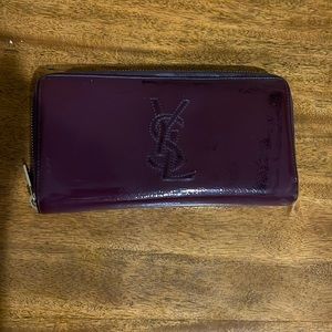 SOLD✅Saint Laurent Purple Patent Leather Belle de Jour Zip Around Wallet